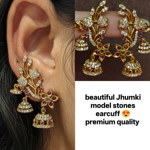 Antique polish with stone earcuff