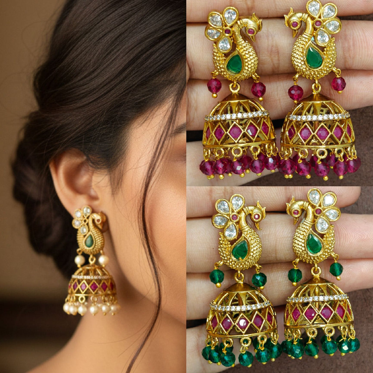 Peacock design jhumka 🤩