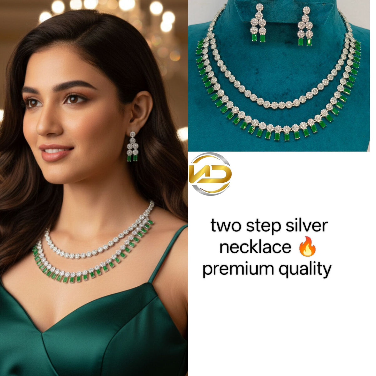 two step silver necklace