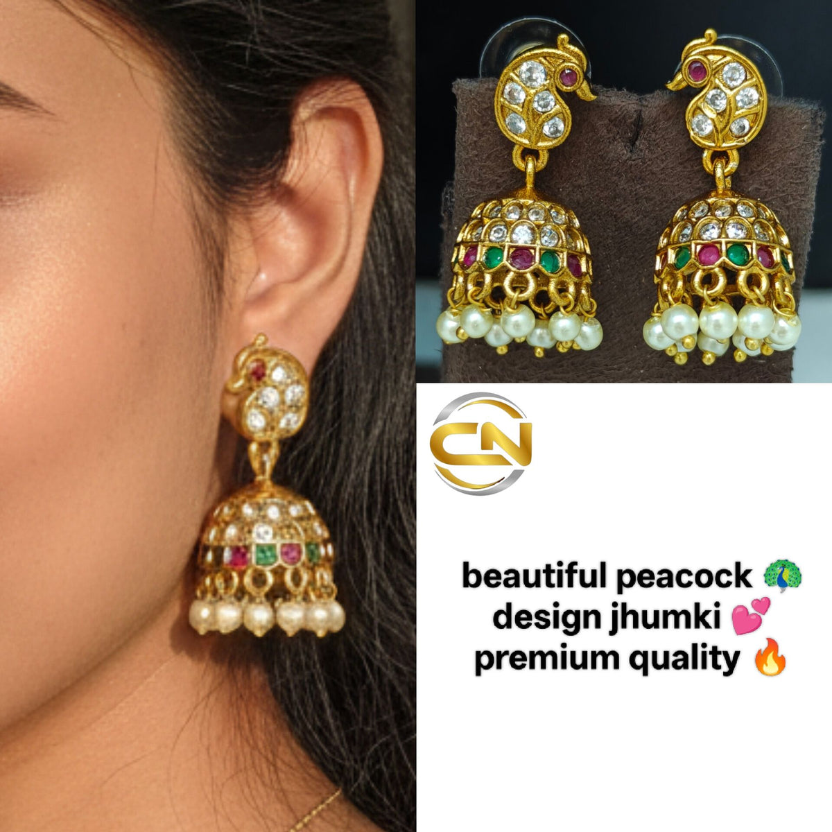 Peacock jhumka ✨