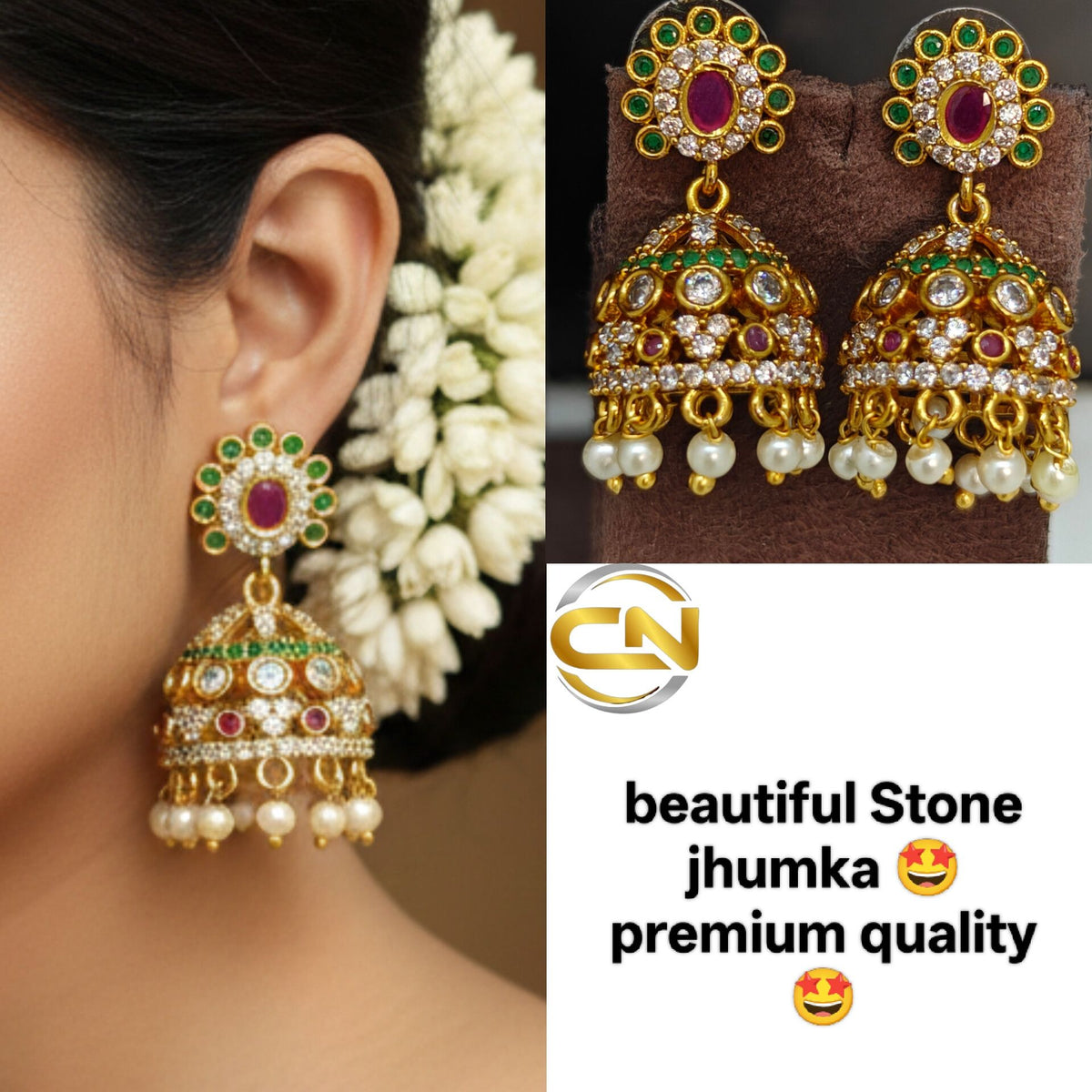 beautiful stone jhumka 🤩