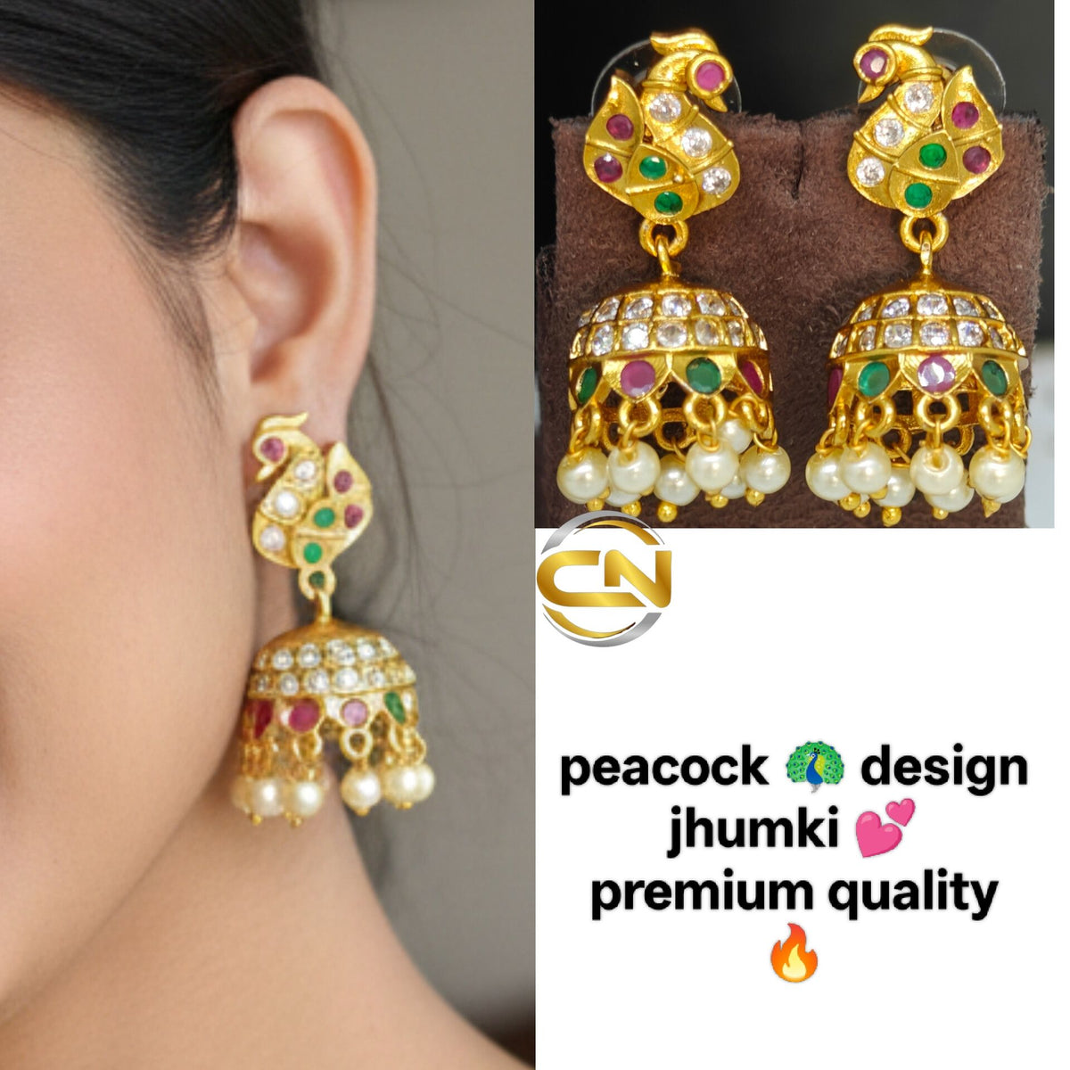 peacock design 🦚 jhumka 🤩