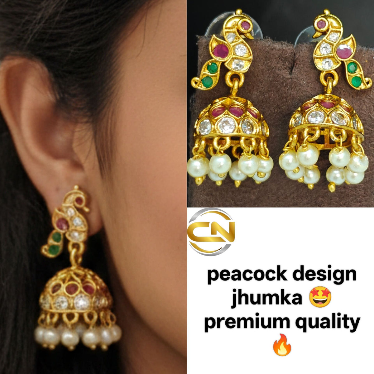 peacock design jhumka 🤩