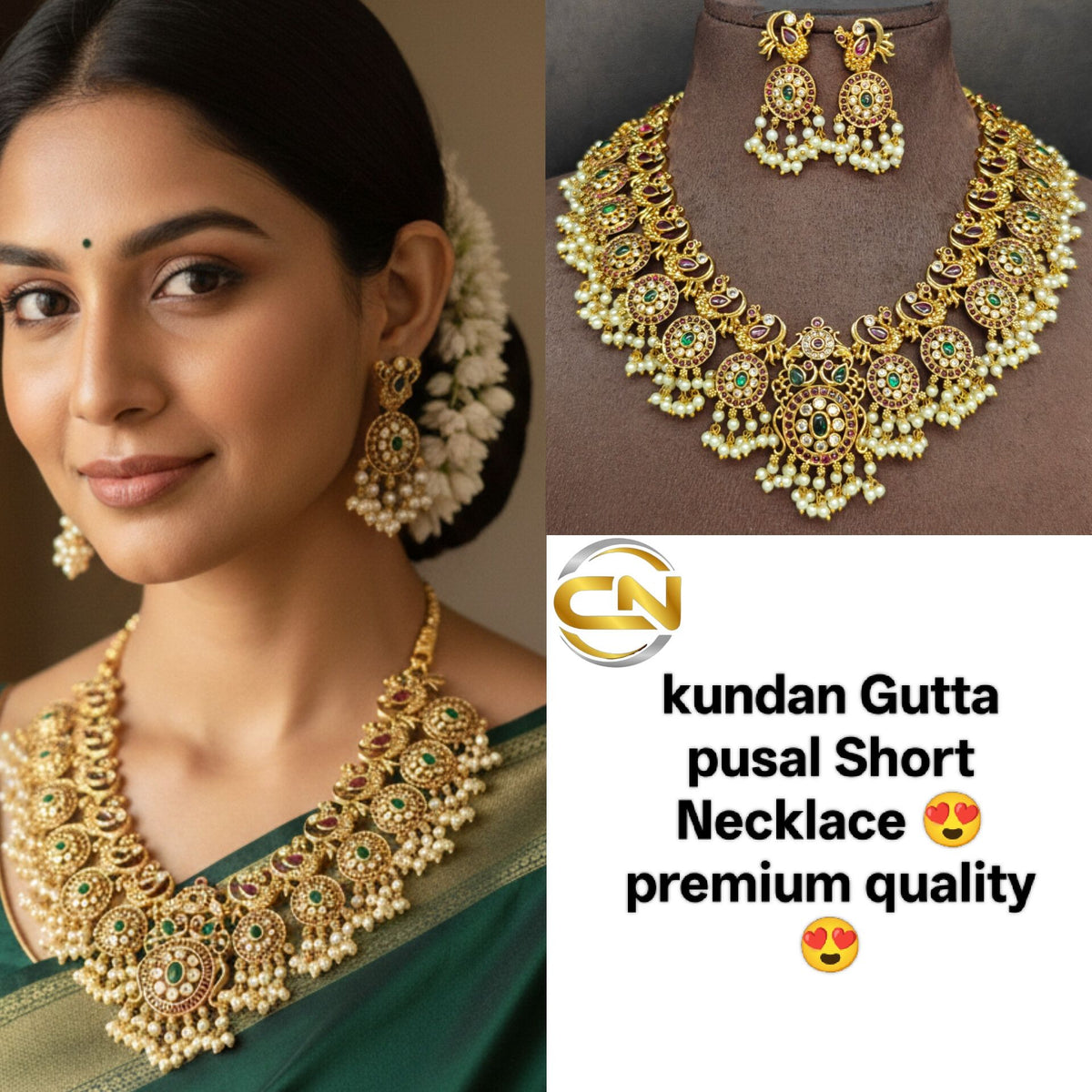 Kundan Gutta pusal Short Necklace 😍