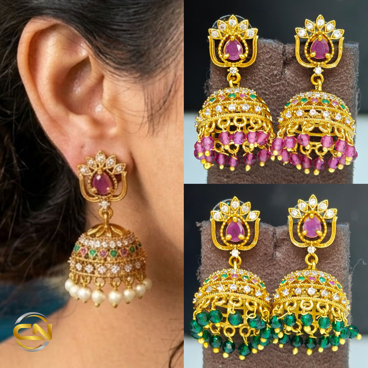 stone jhumka ✨