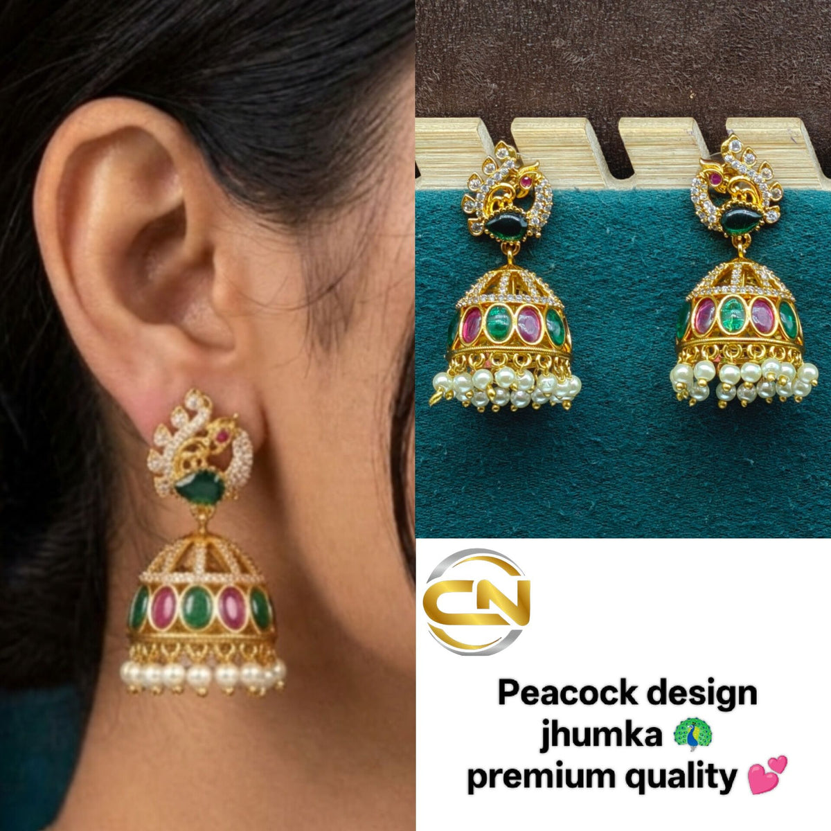peacock design jhumka 💕