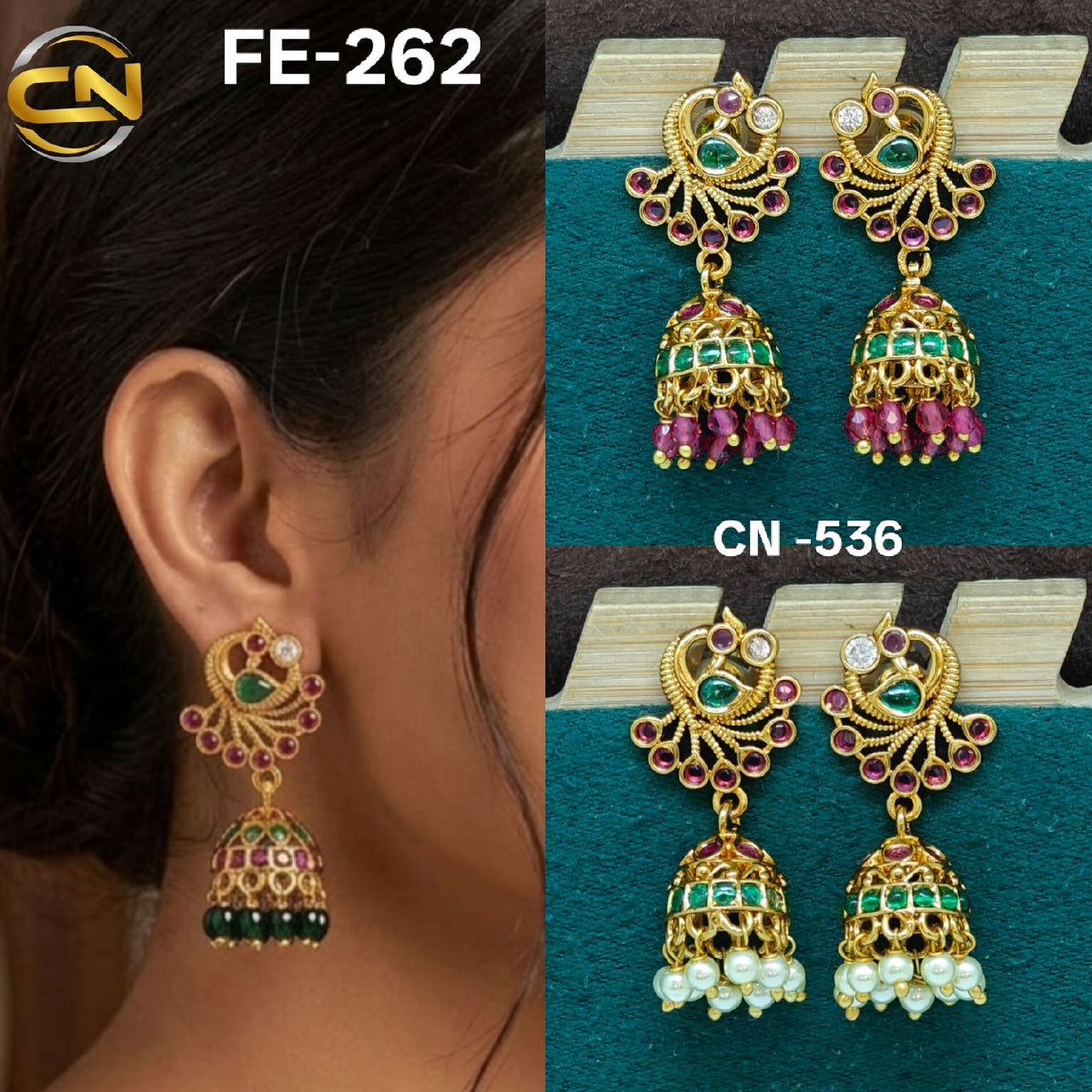 Peacock design jhumka 🤩