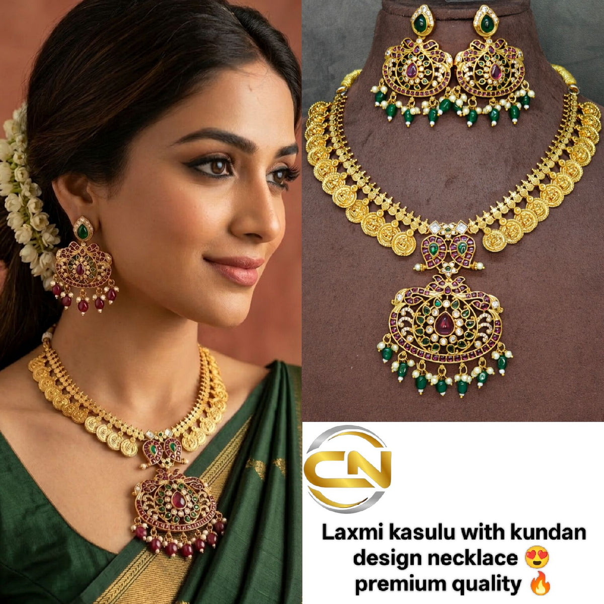 Kasulu with kundan design short necklace 💥