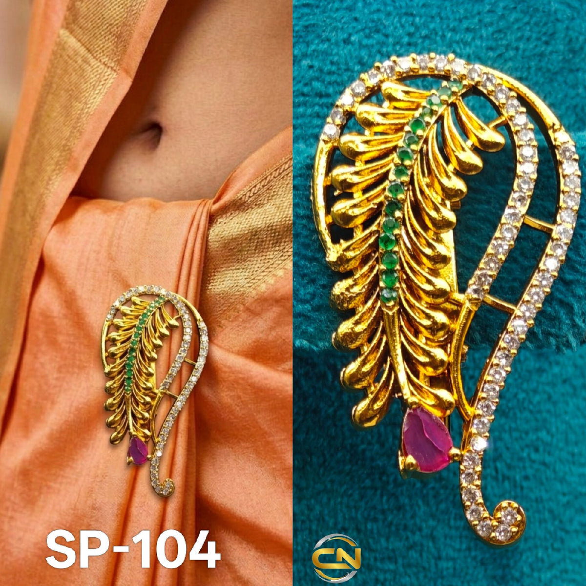 leaf design saree pin 💝