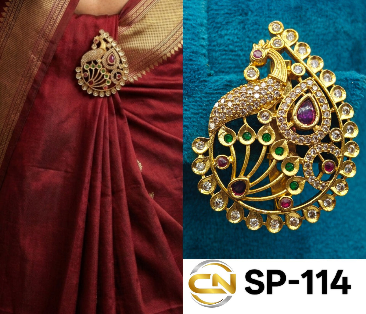 peacock design saree pin 🦚