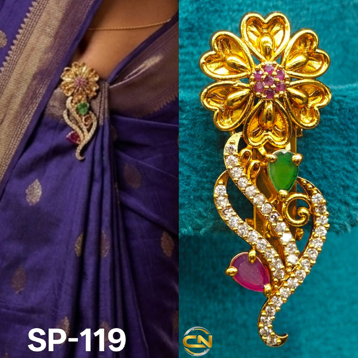 flower design saree pin 😍