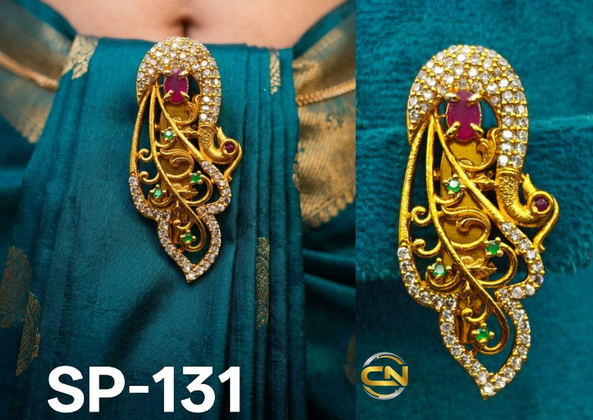 peacock design saree pin 🦚