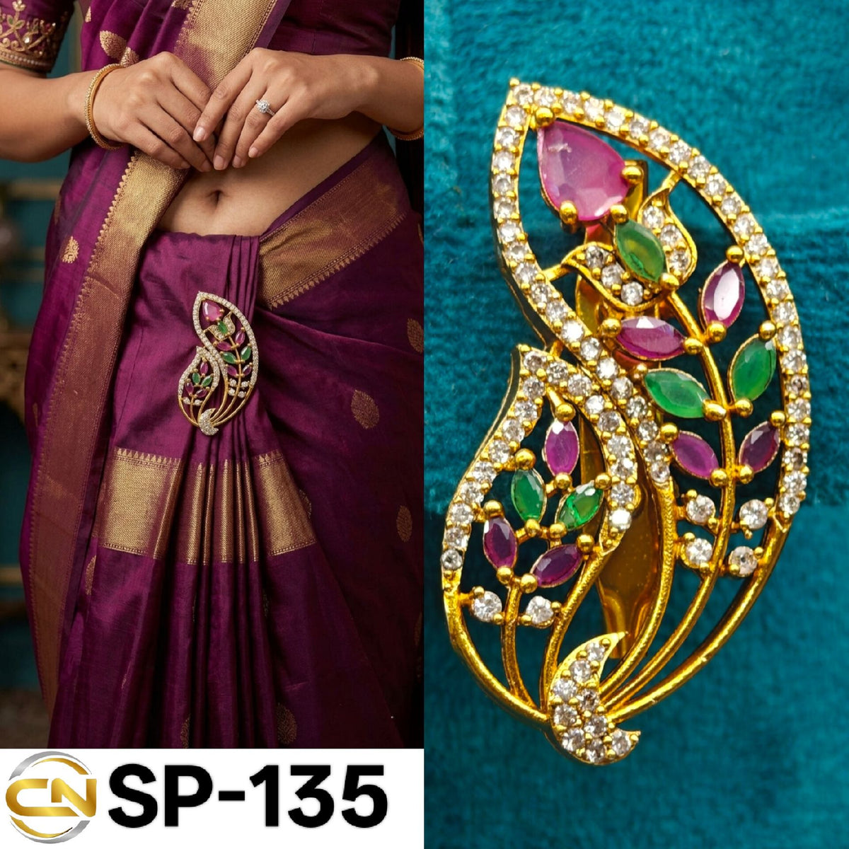 leaf saree pin 🍃