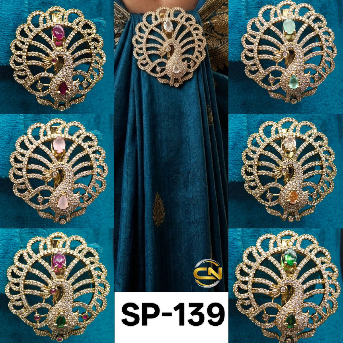 peacock design mehandi polish saree pin 🦚