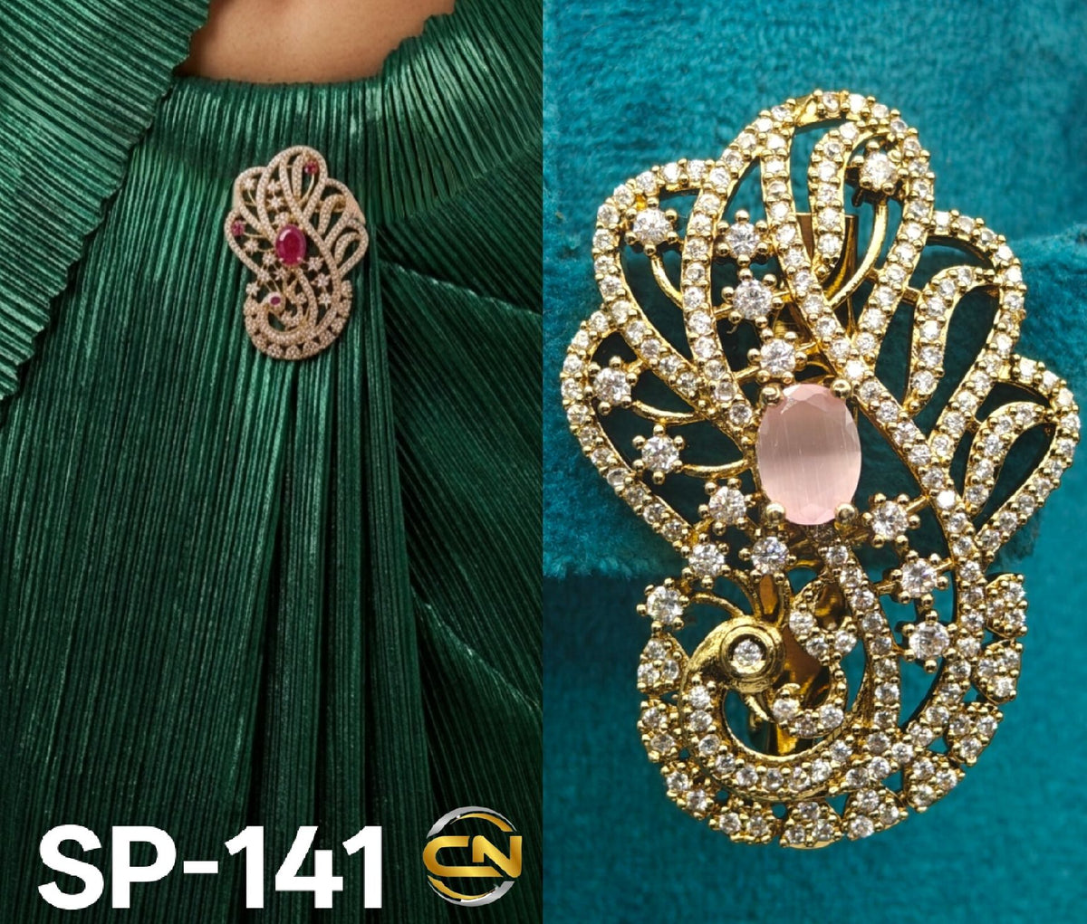 peacock design mehandi polish saree pin 🦚