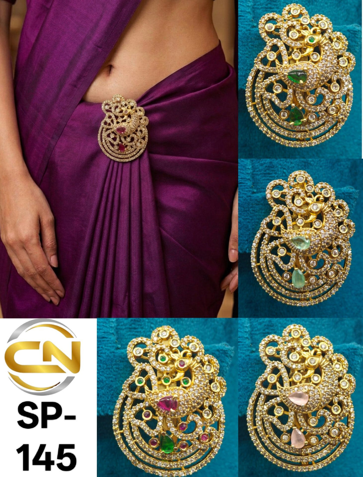 peacock design saree pin 🦚