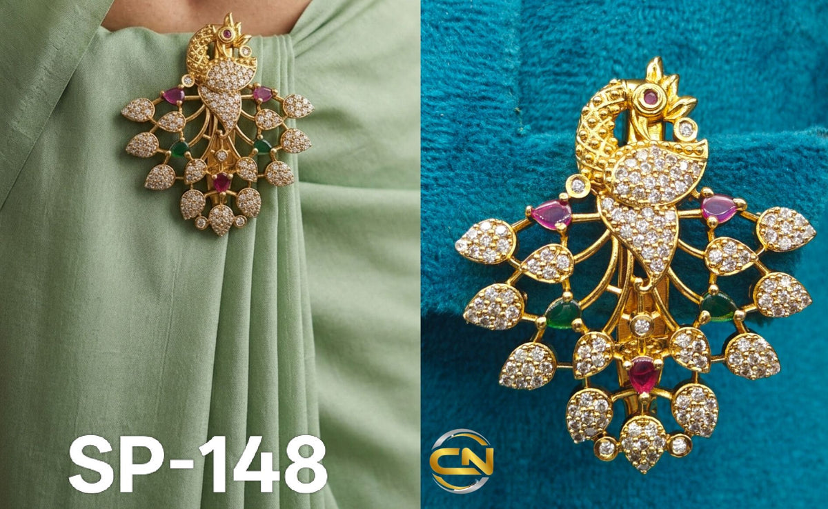 peacock design saree pin 🦚