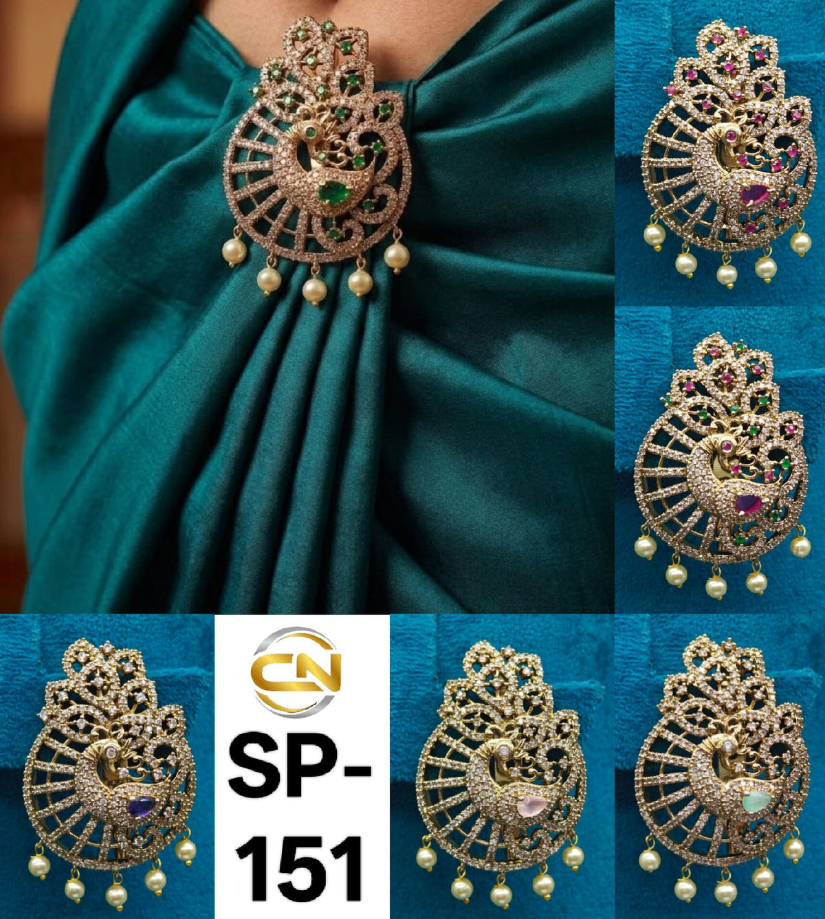 peacock design saree pin 🦚