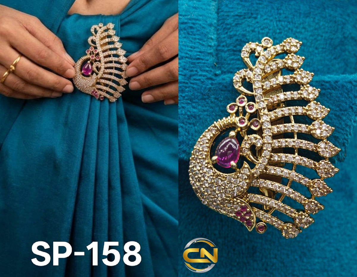 peacock design saree pin 🦚