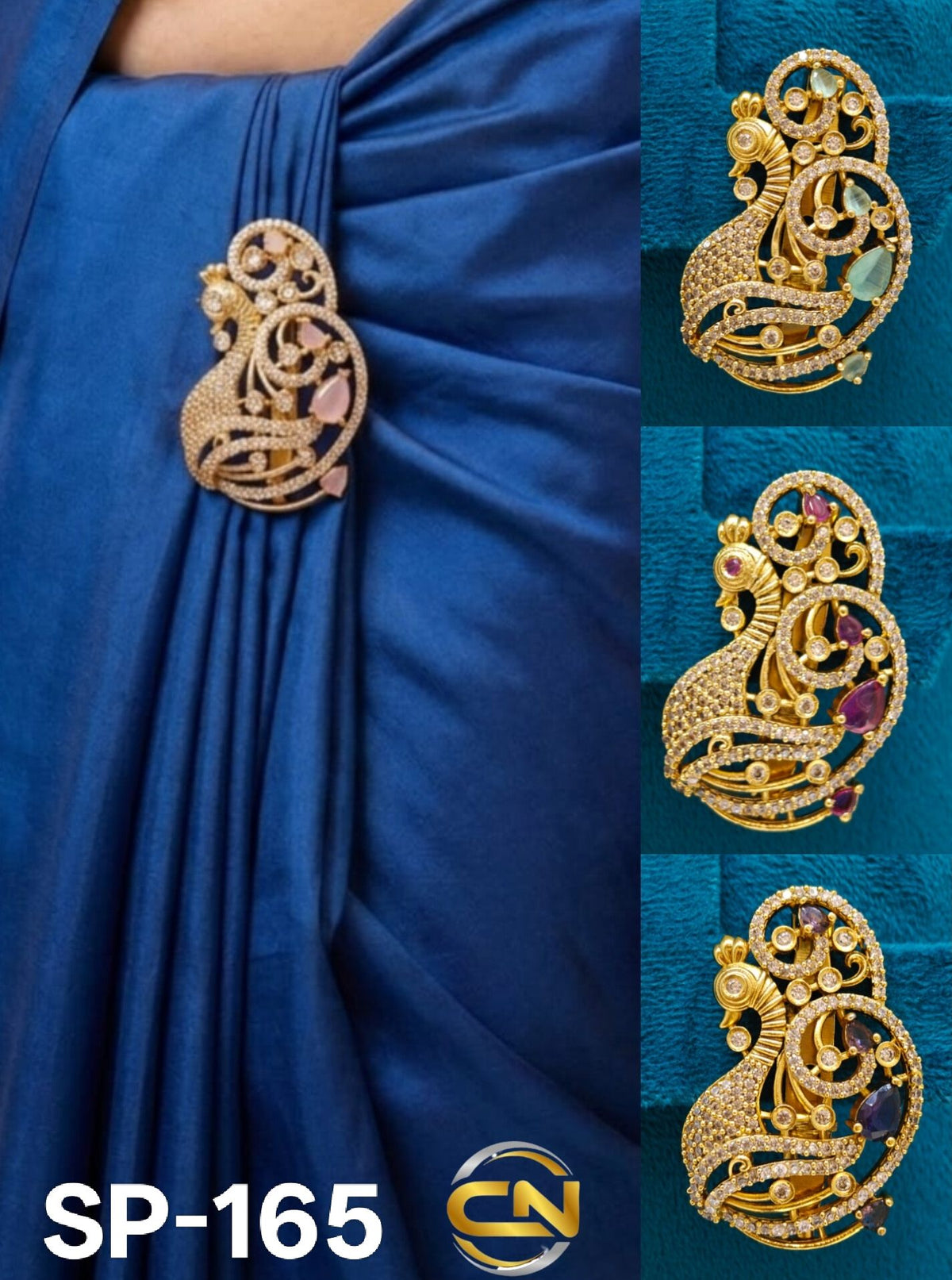 peacock design saree pin 🦚