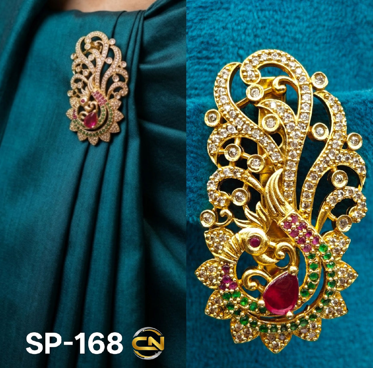 peacock design saree pin 🦚