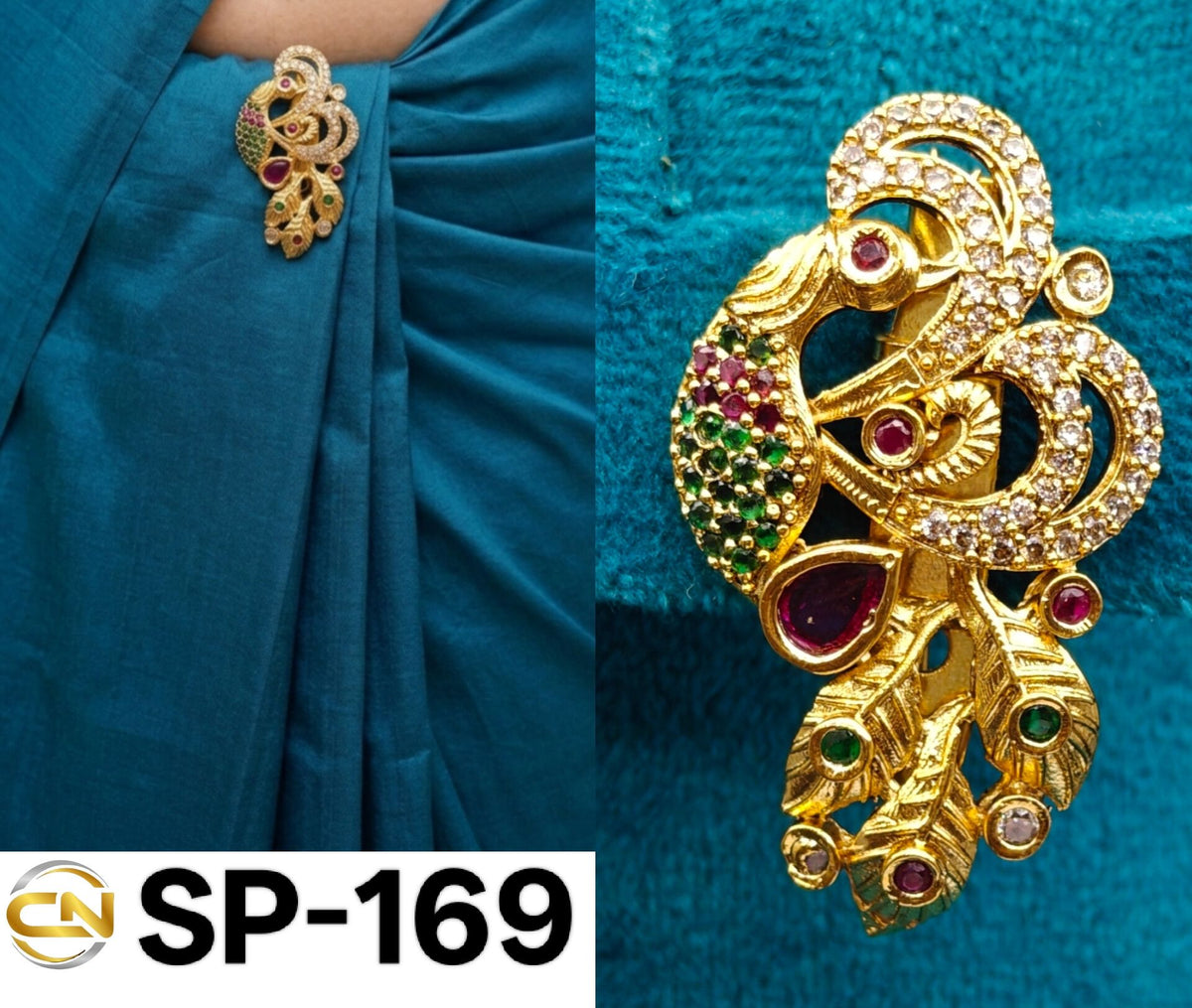 peacock design saree pin 🦚