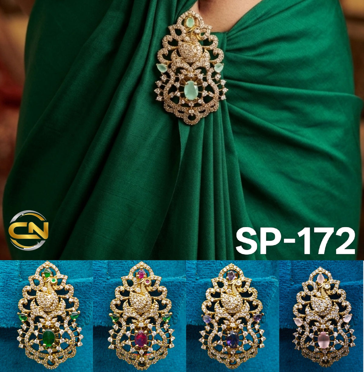 peacock design saree pin 🦚