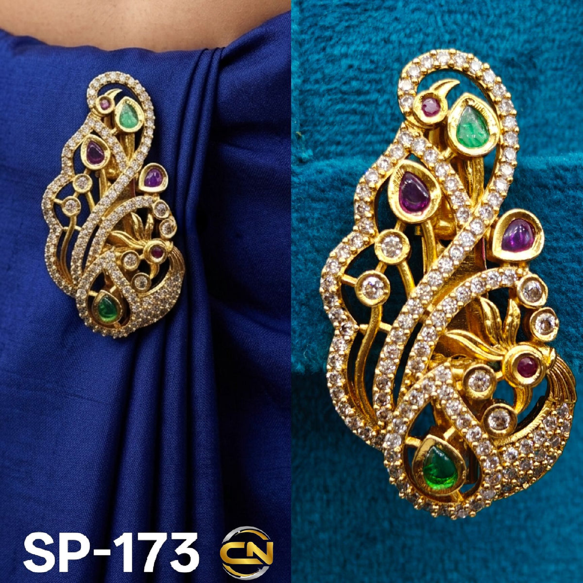 peacock design saree pin 🦚