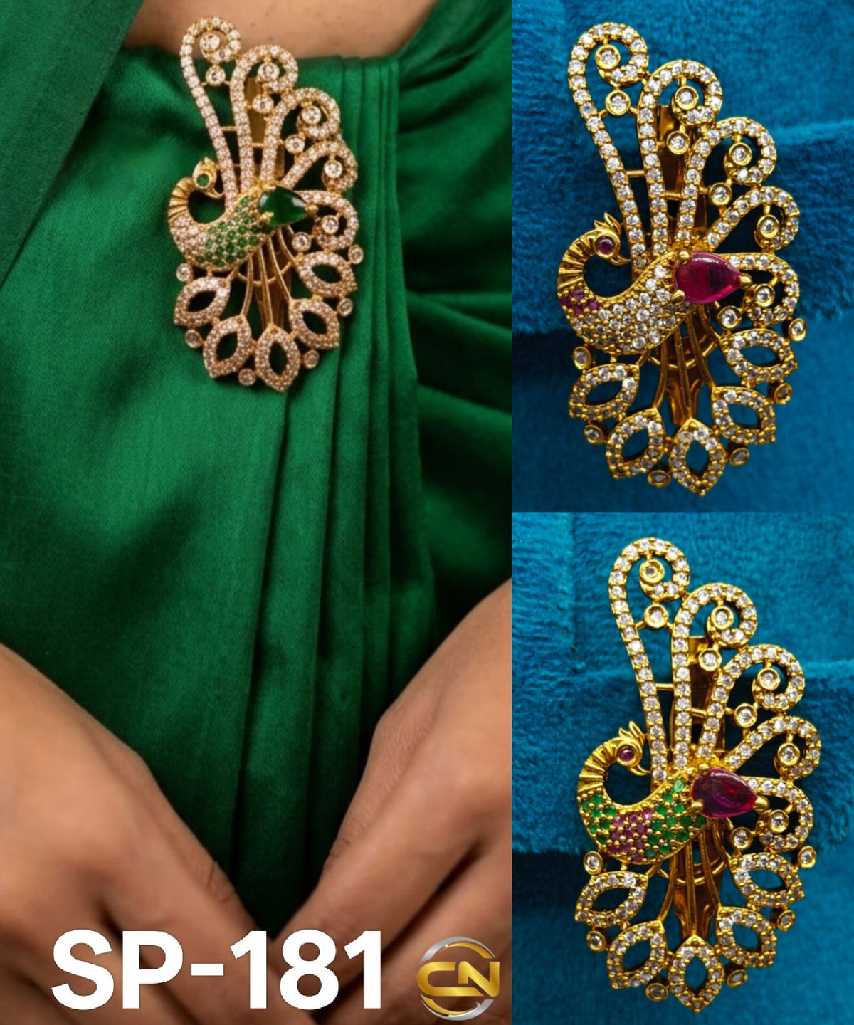 peacock design saree pin 🩷