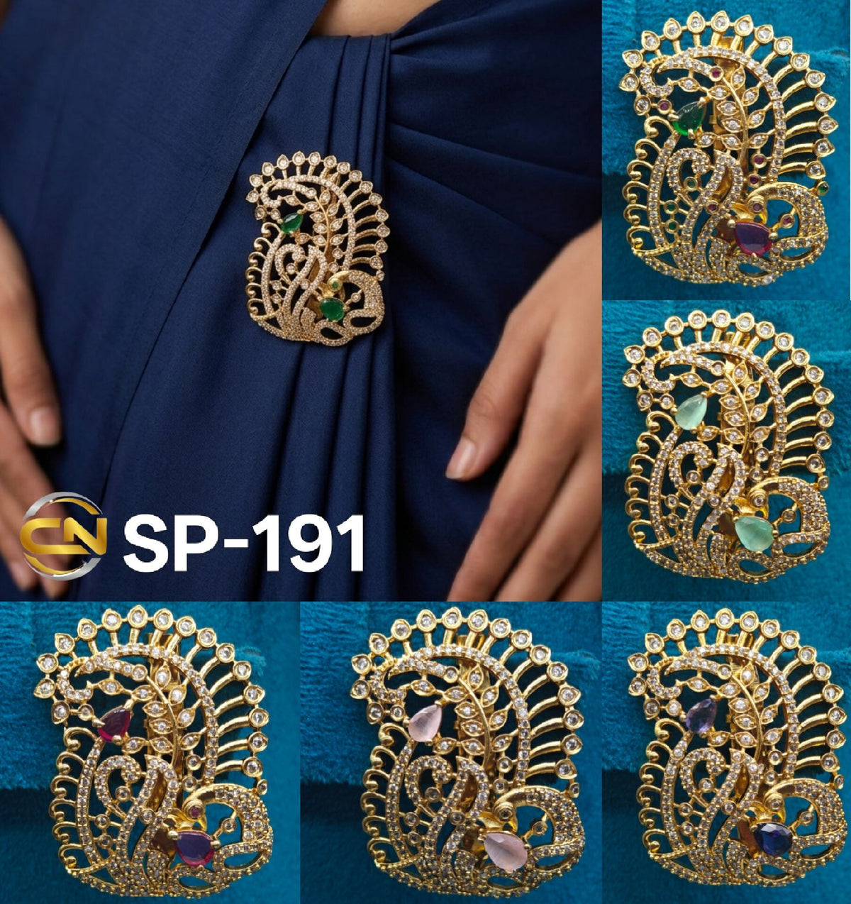 peacock design saree pin 🦚