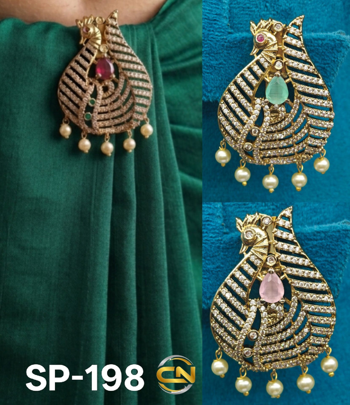 mehandi polish peacock saree pin 🦚