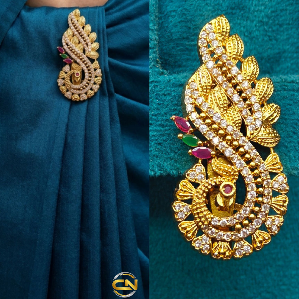 peacock design saree pin 🦚