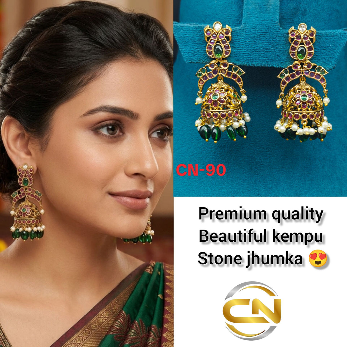 Beautiful kempu stone jhumka 😍