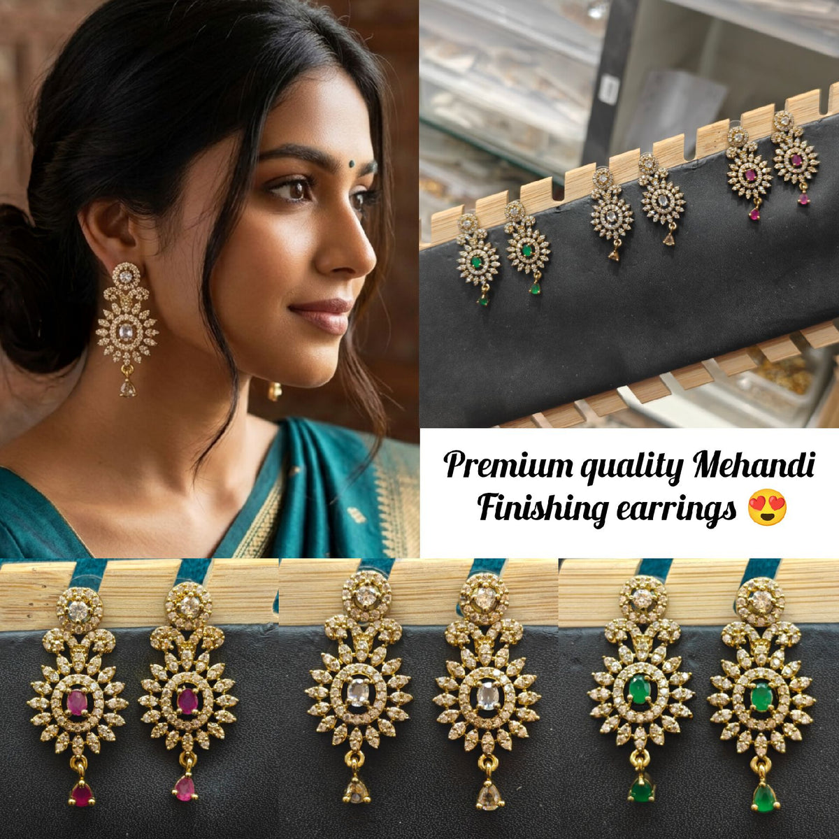 Mehandi finishing earrings combo offer only for 330rs book fast 💞