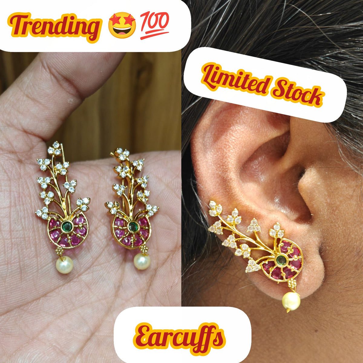 Beautiful kempu stone earcuff 😍