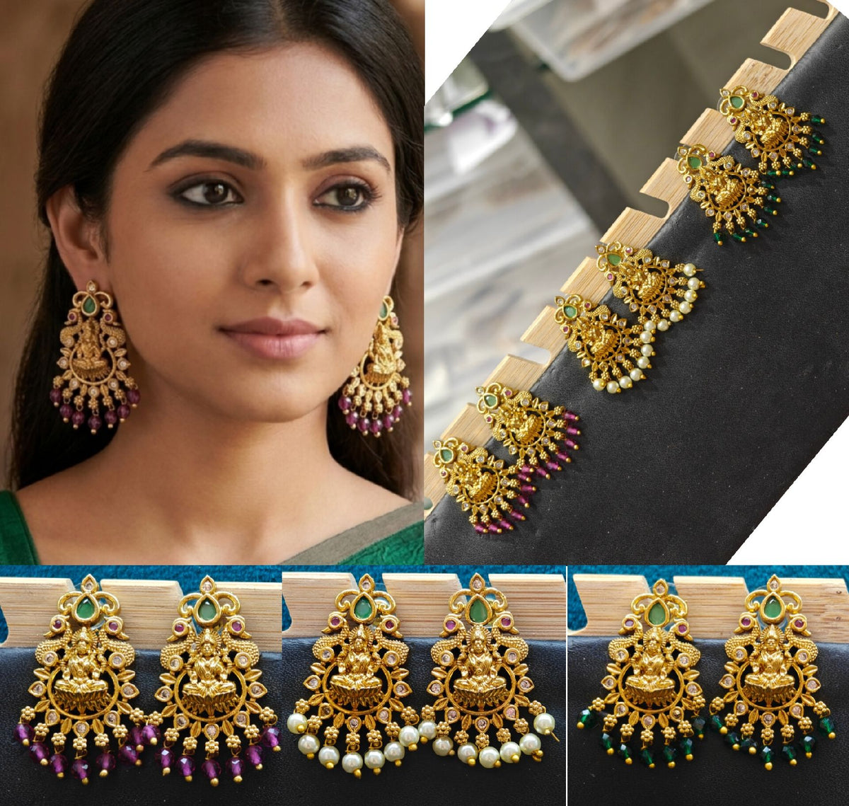 Beautiful laxmi devi earrings combo offer only for 225rs Book fast Limited Stock 💖