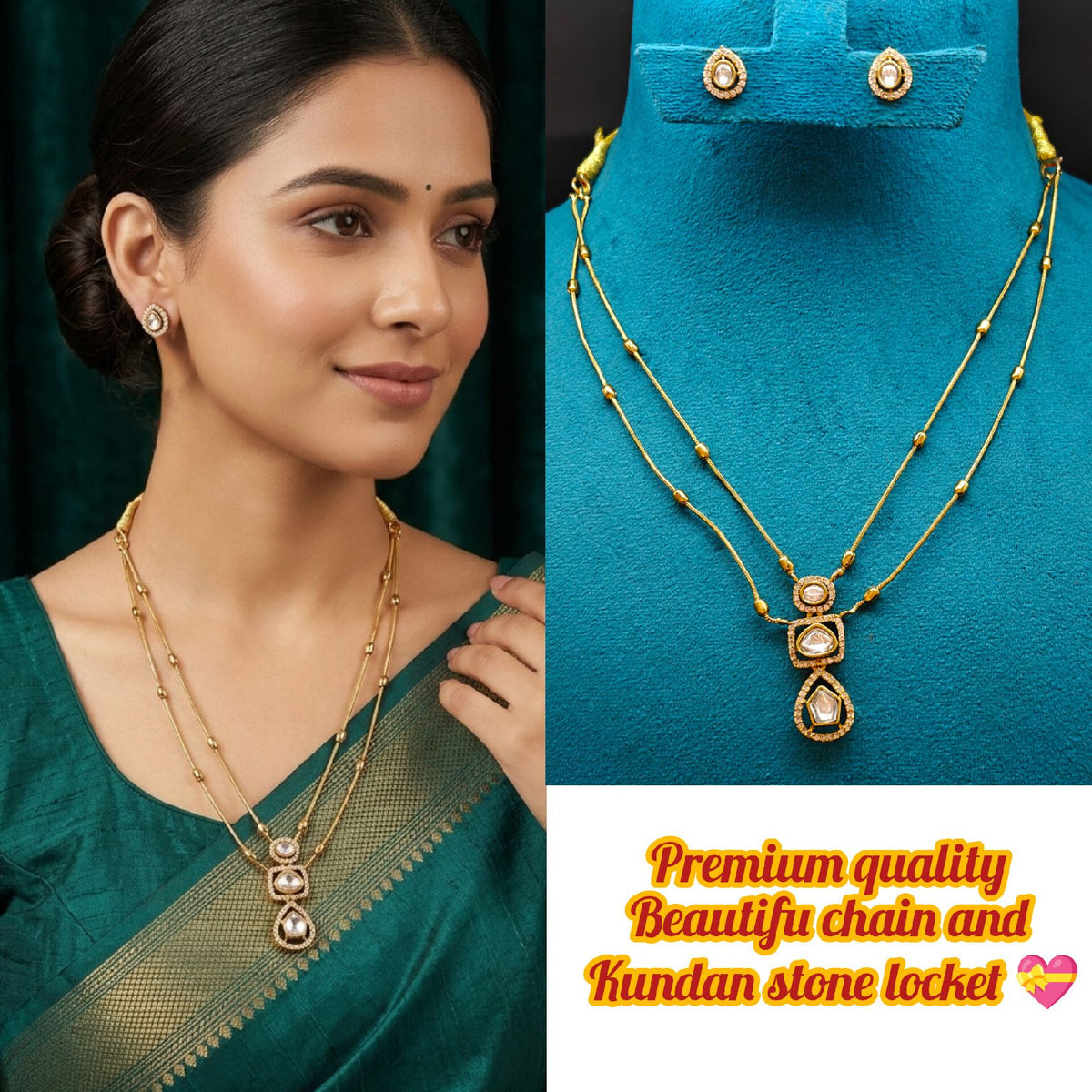 Beautiful chain and Kundan stone locket 💝