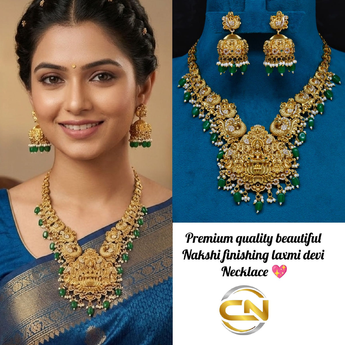 Beautiful nakshi finishing laxmi devi necklace 💞