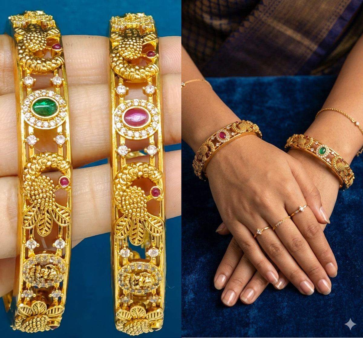 beautiful lakshmi devi peacock design bangles premium quality