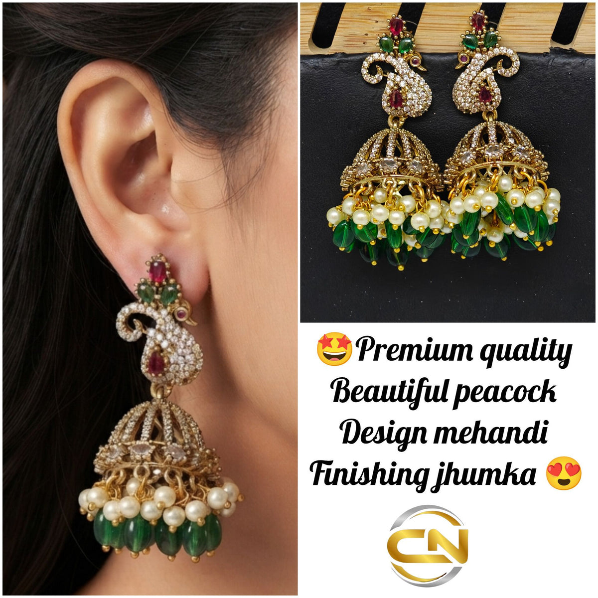 Peacock design jhumka 🥰