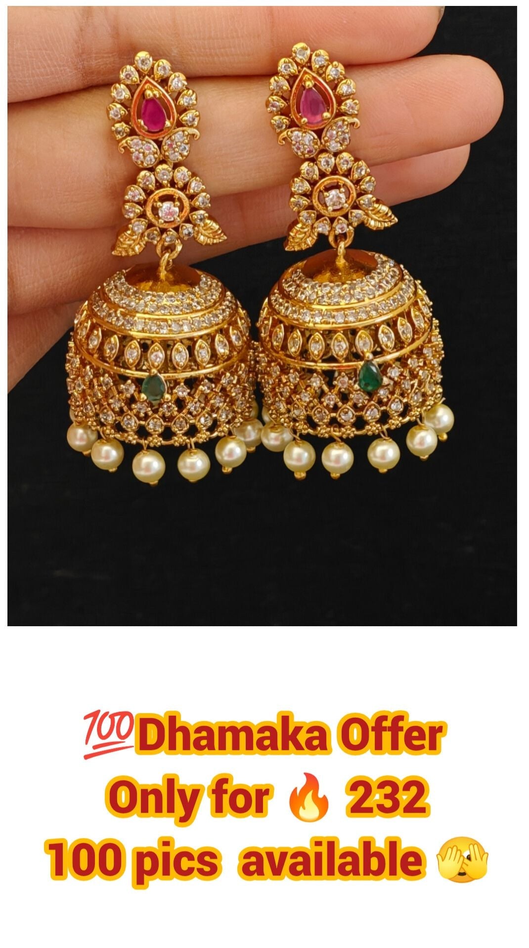 beautiful stone jhumka