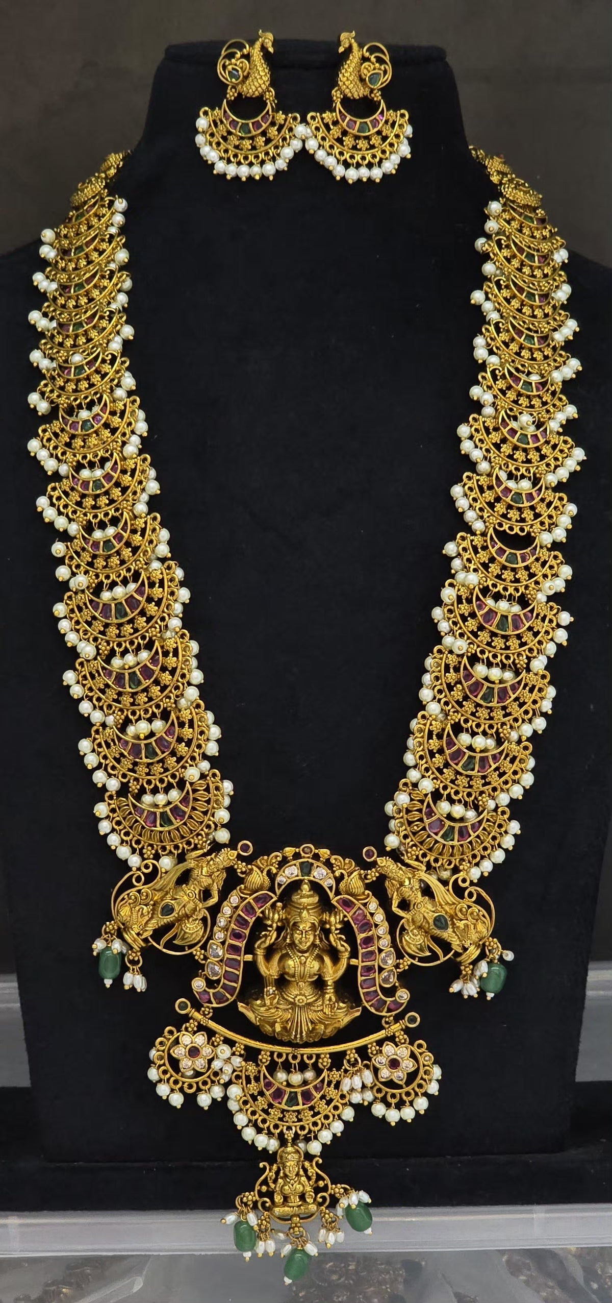 Kempu stone laxmi devi design long haram 🤩