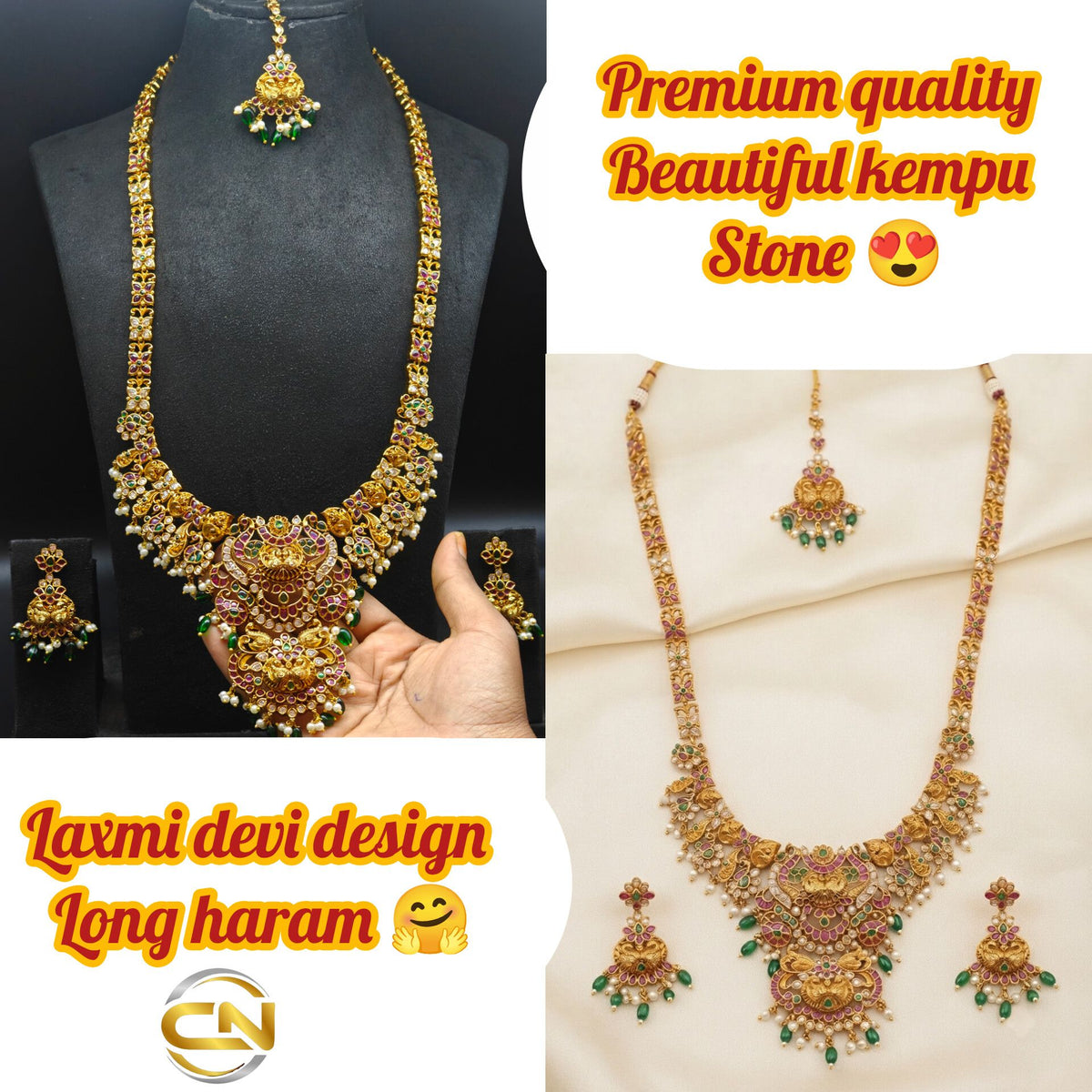 Kempu stone laxmi devi design long haram 🤩